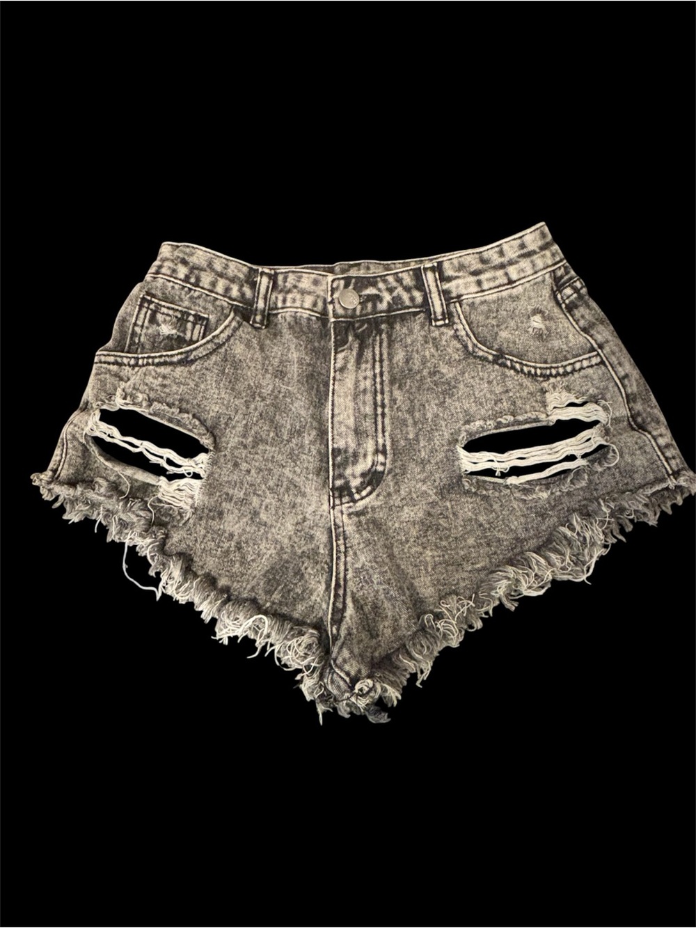 Shein Woman Distressed Denim Cut-Off Booty Shorts Size 30 Micro Mini